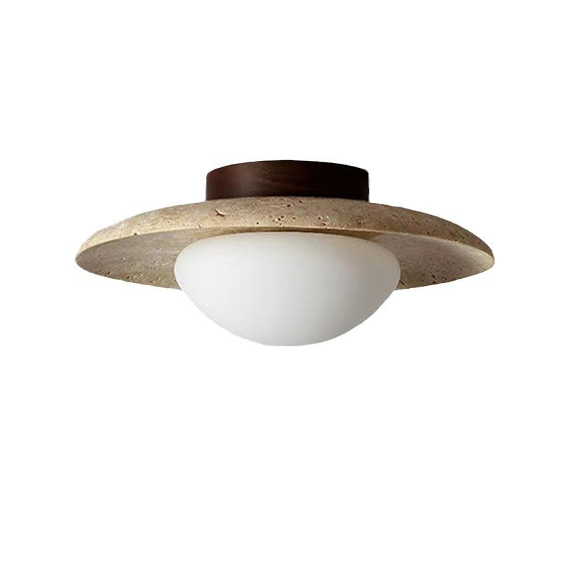 Plafonnier rond LED minimaliste nordique en travertin, une lumière