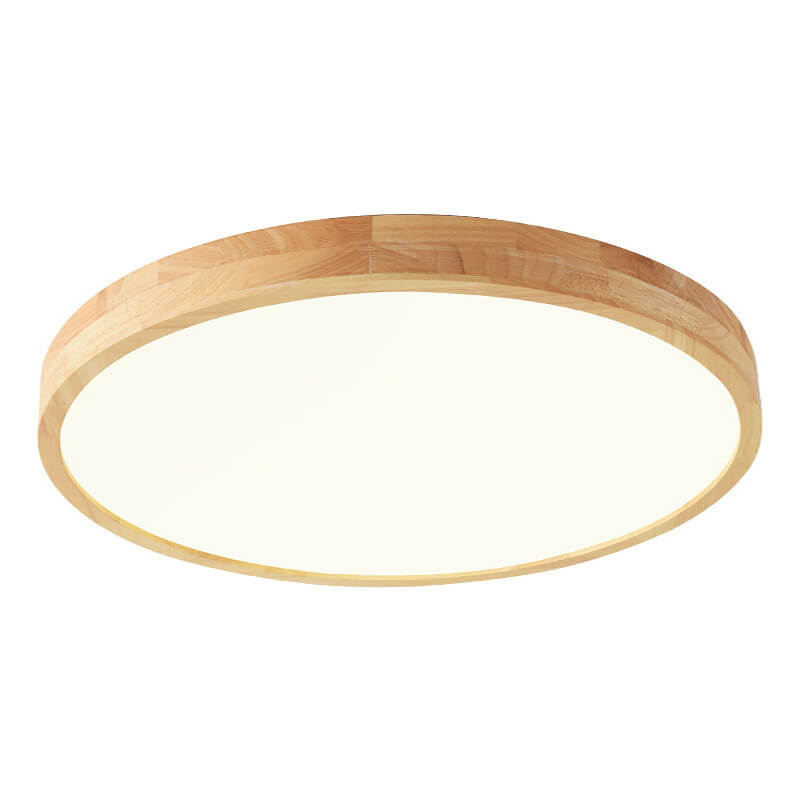 Plafonnier rond en bois nordique à LED ultra-fin à 1 lumière