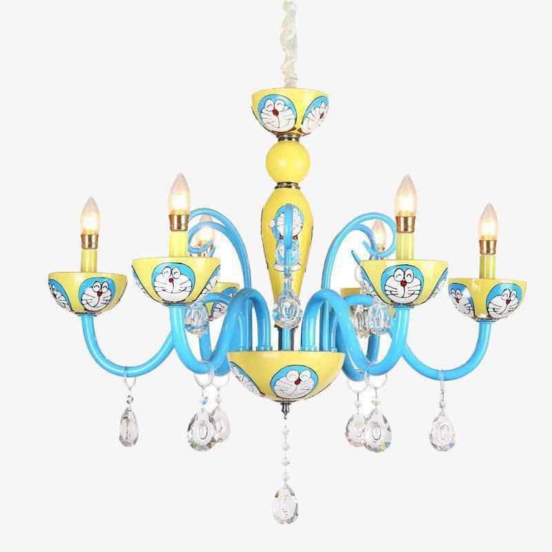 Lustre LED chat bleu et jaune