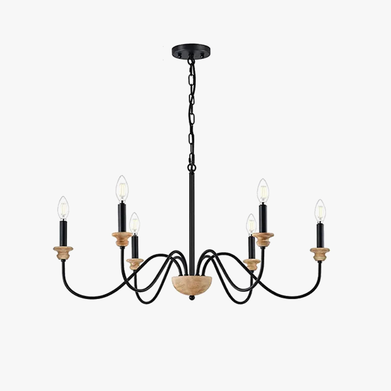 Lustre Bois Vintage 6 Lumières