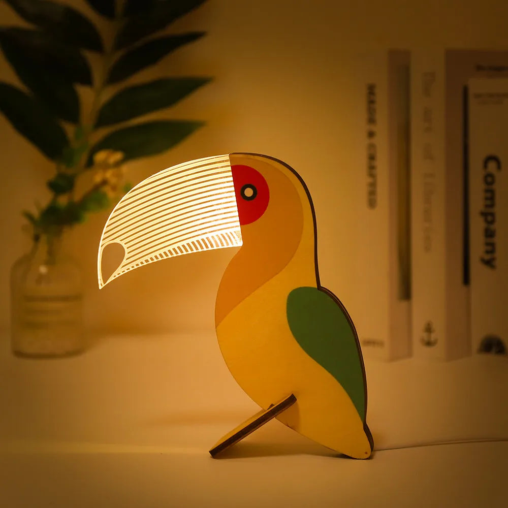 Lampe de Chevet Bois Animaux pour Enfants