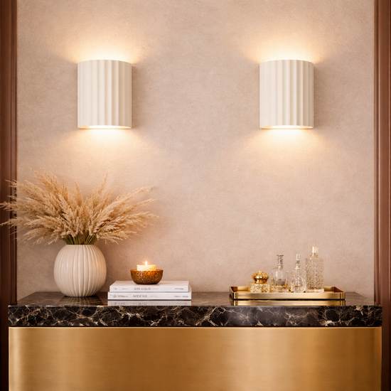 Applique murale moderne en dolomite striée blanc