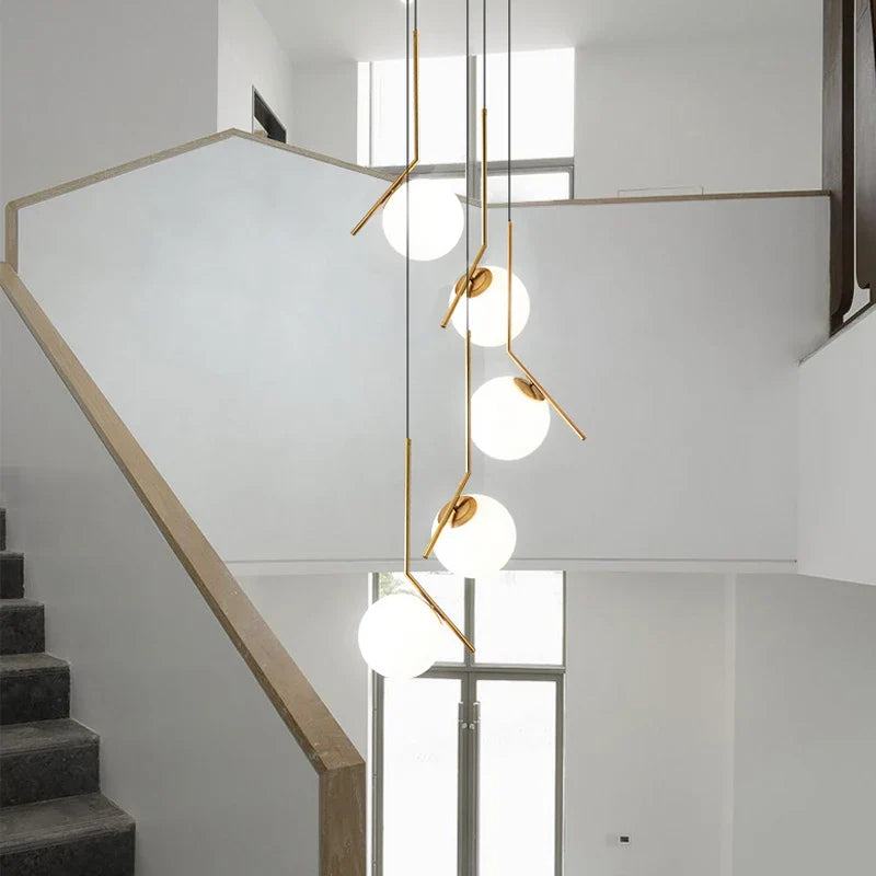lustre moderne nordique en verre pour décoration intérieure