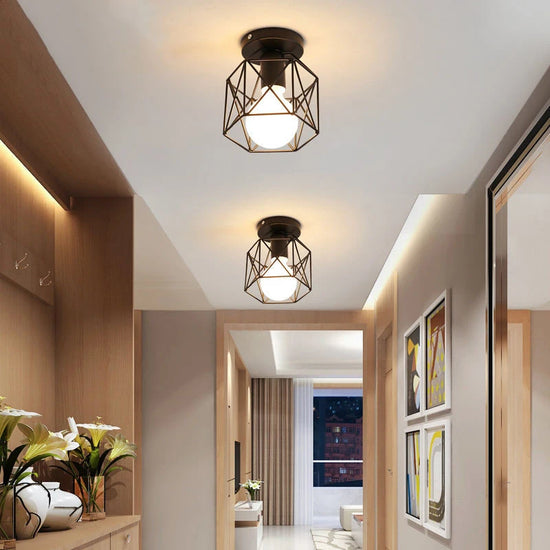 Led Plafonnier Doré Couloir Lampe De Plafond En Métal-Acrylique Moderne
