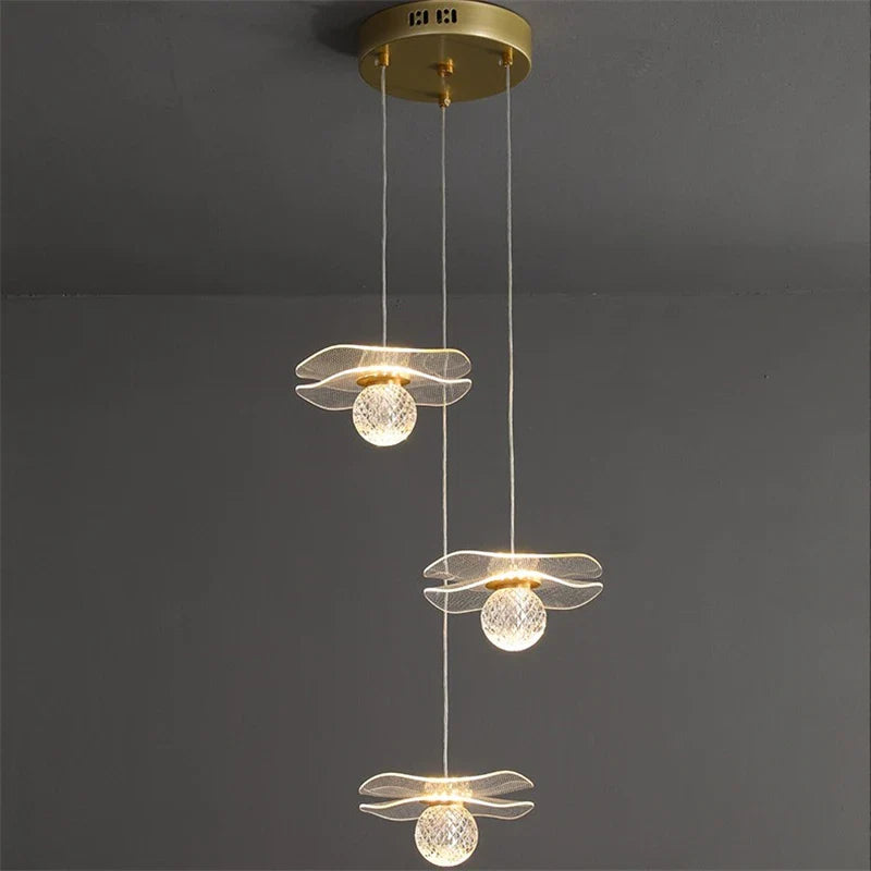 Lustre lotus cuivre LED moderne