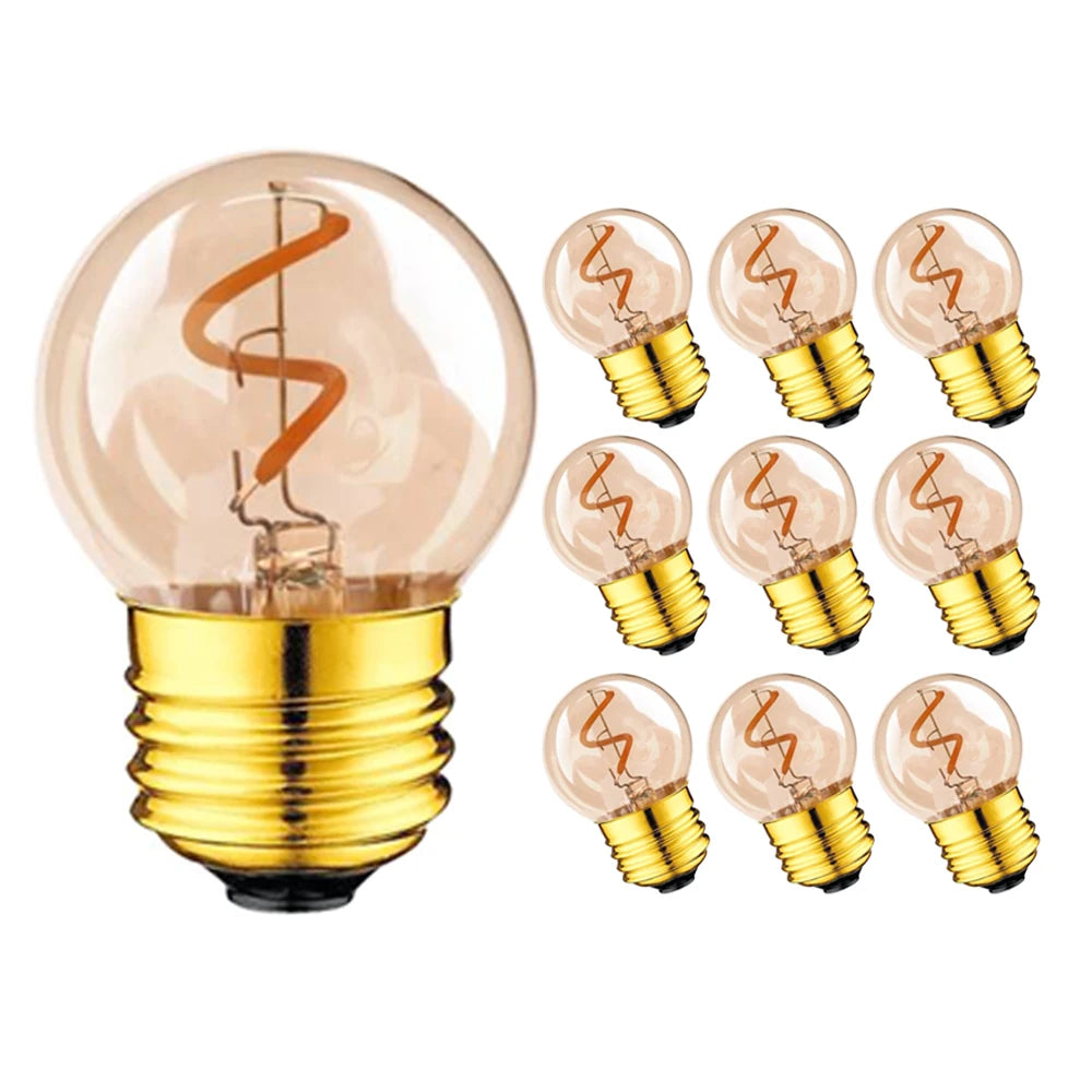 LOT DE DIX AMPOULES LED À FILAMENT GLOBE EN SPIRALE RÉTRO 1W G40 E27 220V