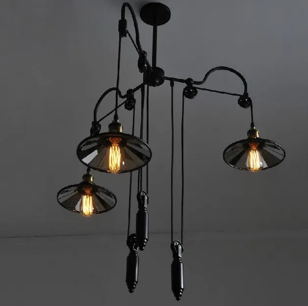 lustre suspendu vintage à poulie style loft pour décoration intérieure