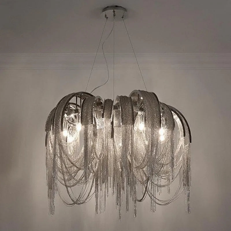 lustre moderne à pampilles en aluminium design contemporain