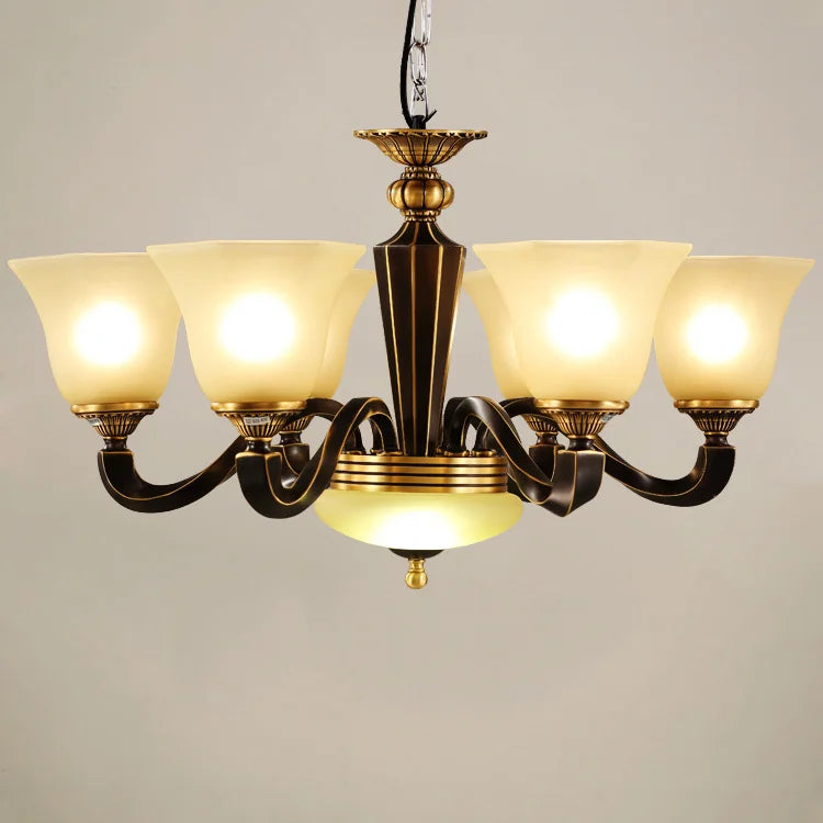 lustre en cuivre forgé éclairage de luxe vintage bougies rustiques