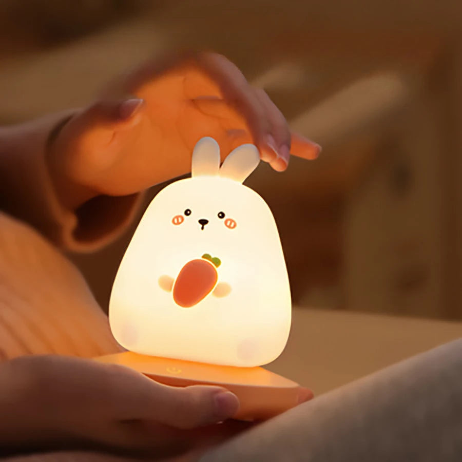 Lampe veilleuse lapin en Silicone avec capteur tactile