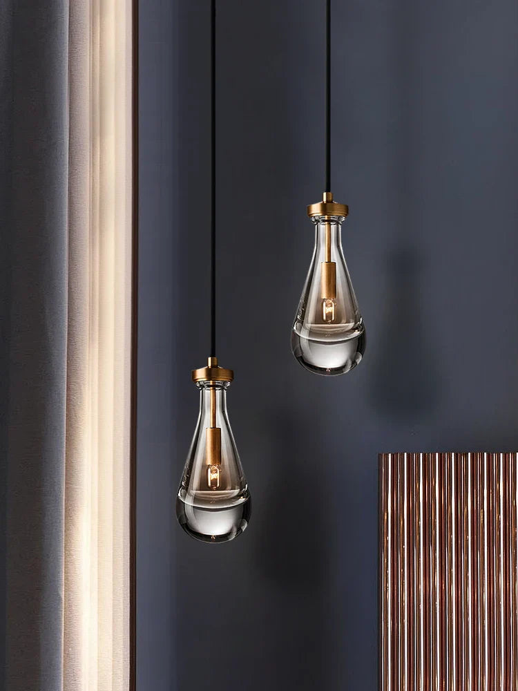 lustre moderne simple en verre de cuivre de luxe à tête unique