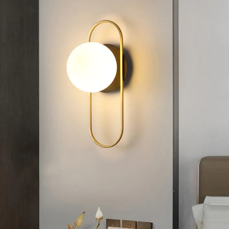 Applique murale LED boule de verre nordique pour salon intérieur chambre à coucher luminaire mural LED avec applique murale ampoule 7w G9 pour la maison