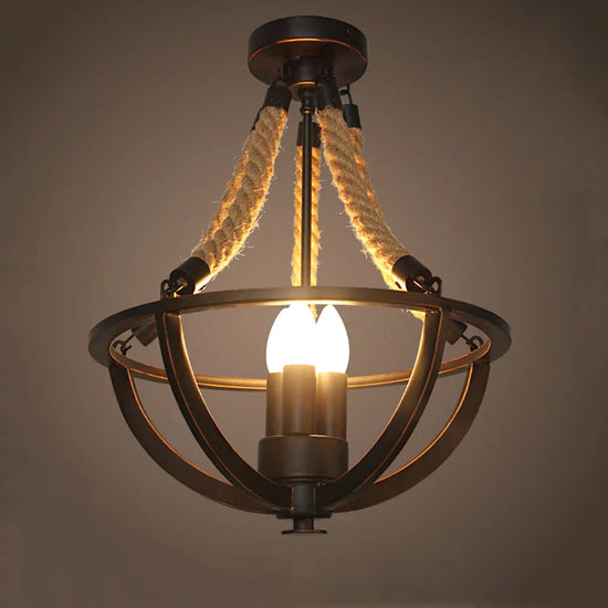 CNMKLM Pendentif Lampe Rétro Suspension Lustre Antique Classique Aristocratique Restaurant Bougie Lampe Réglable En Hauteur E14 Abat-Jour Plafonnier Salon Style Campagne Chambre Cafe Bar,BROWN,6HEADS