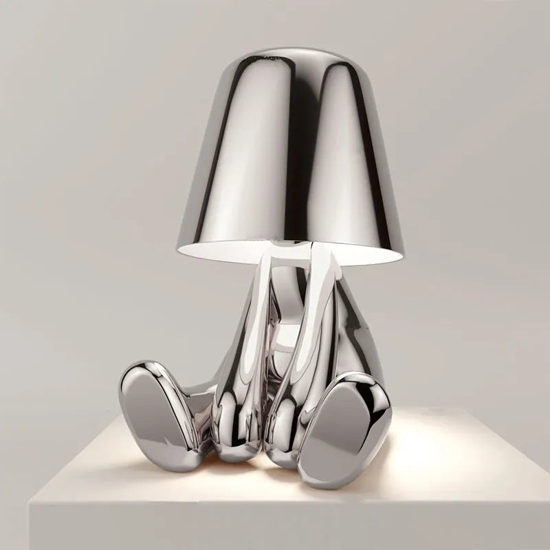 Lampe de Chevet Bonhomme Tactile Rechargeable Or & Argent