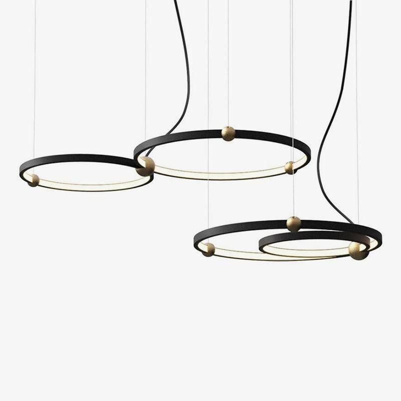 Lustre LED anneaux dorés moderne