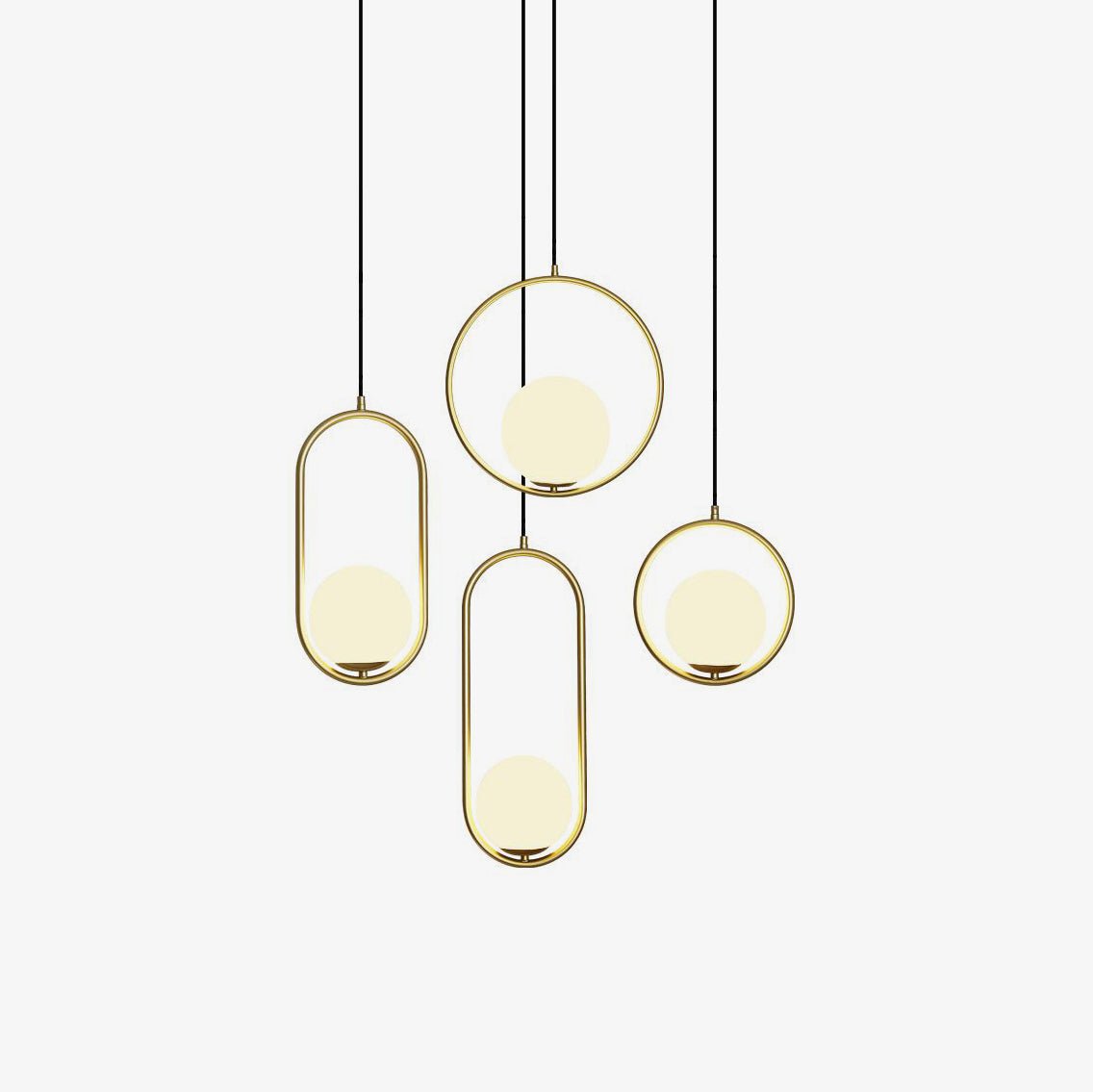 Suspension moderne globe en verre style anneaux de laiton à une lumière