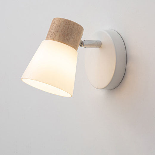 Applique Murale Moderne Minimaliste en Bois avec Deux Cônes Lumineux