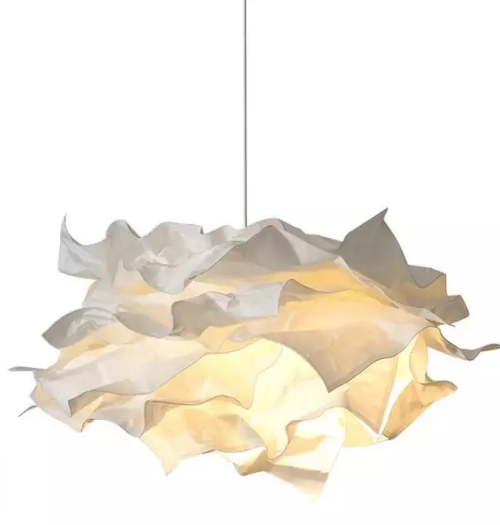 Hanglamp van papier met wolk en witte bloemen