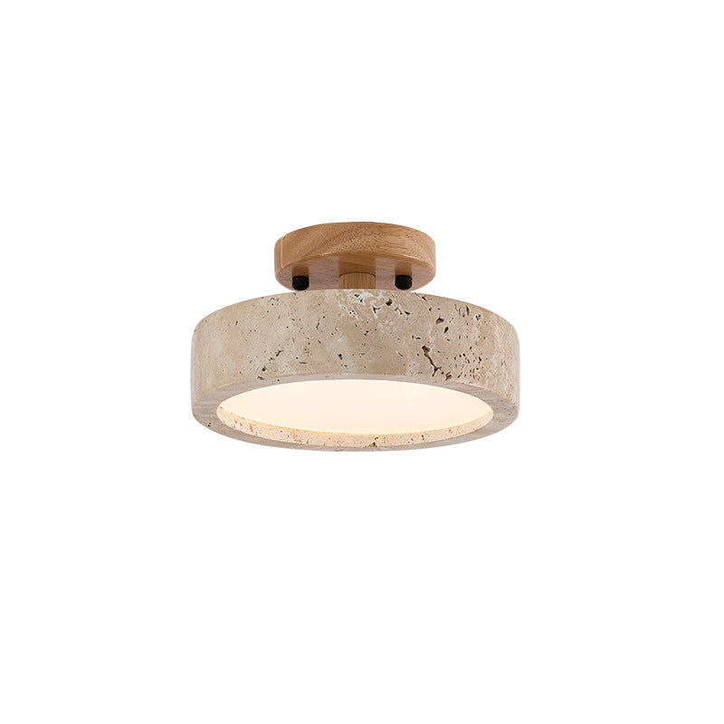 Luminaire plafonnier LED rond en travertin de style minimaliste moderne 1 lumière