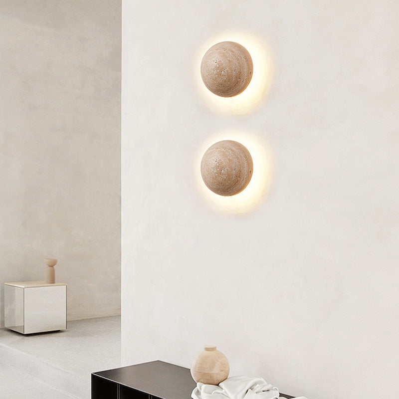 Applique murale ronde minimaliste moderne en travertin LED 1 lumière