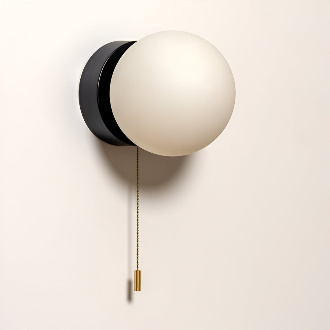 Applique murale nordique minimaliste en verre à globe LED avec cordon