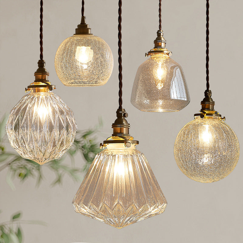 Luminaire suspendu globe en verre cuivré vintage, une lumière