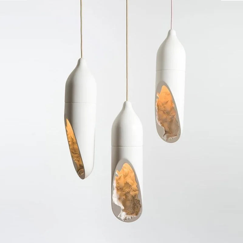 Luminaire suspension design Wabi Sabi japonais