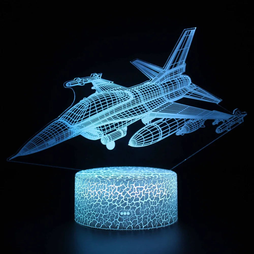 Lampe de chevet 3D LED Avion Bateau Fusée