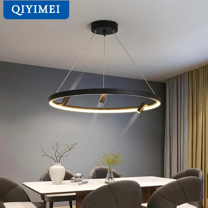 lustre led moderne avec gradation à distance et éclairage intérieur