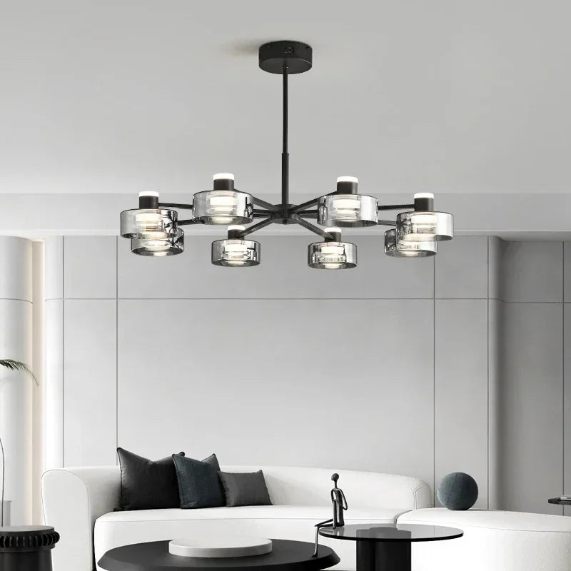 lustre led minimaliste moderne en verre et cuivre