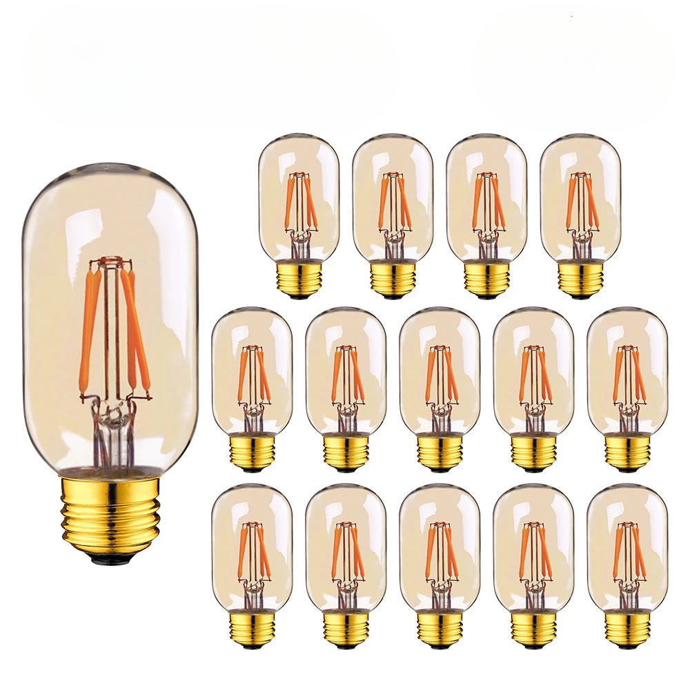 LOT DE QUINZE AMPOULES LED EN VERRE TEINTÉ DORÉES À FILAMENT T45 4W E27