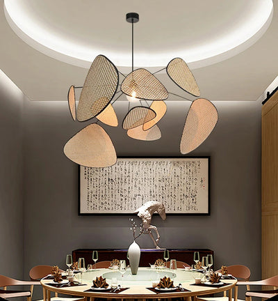 Lustre en rotin et bambou au design moderne