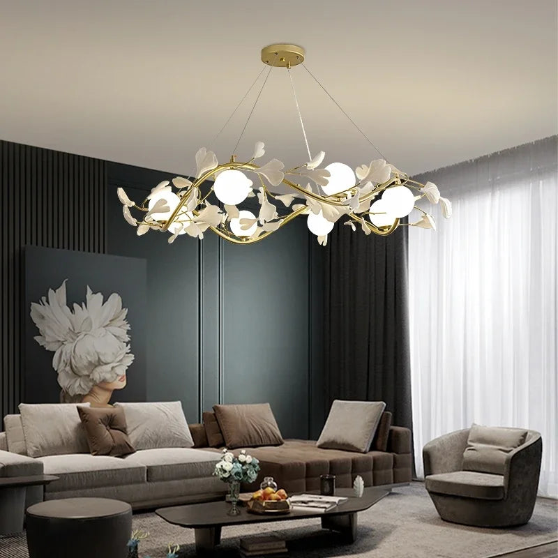 Suspension design feuille ginkgo