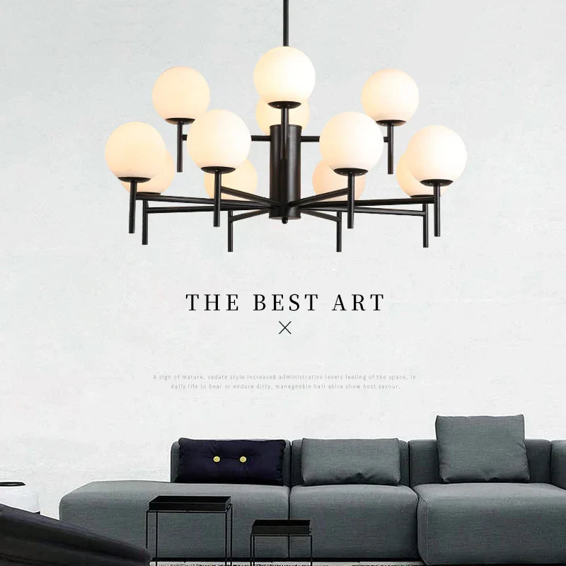 lustre led moderne médiéval avec boule de verre haricot magique