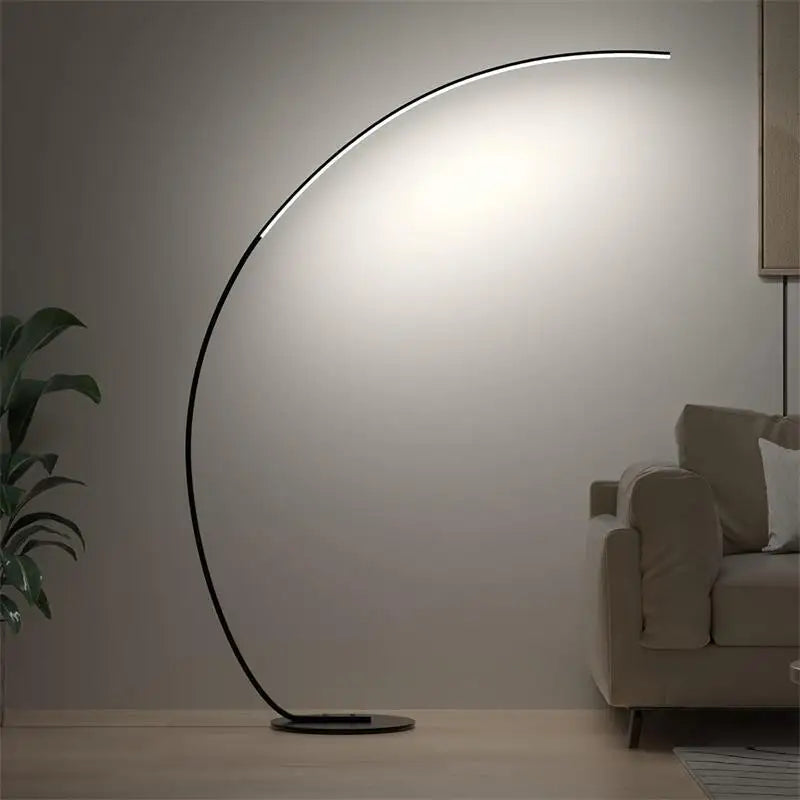 Lampadaire Arc Moderne en Métal Noir avec Éclairage LED - Design Élégant pour salon et bureau