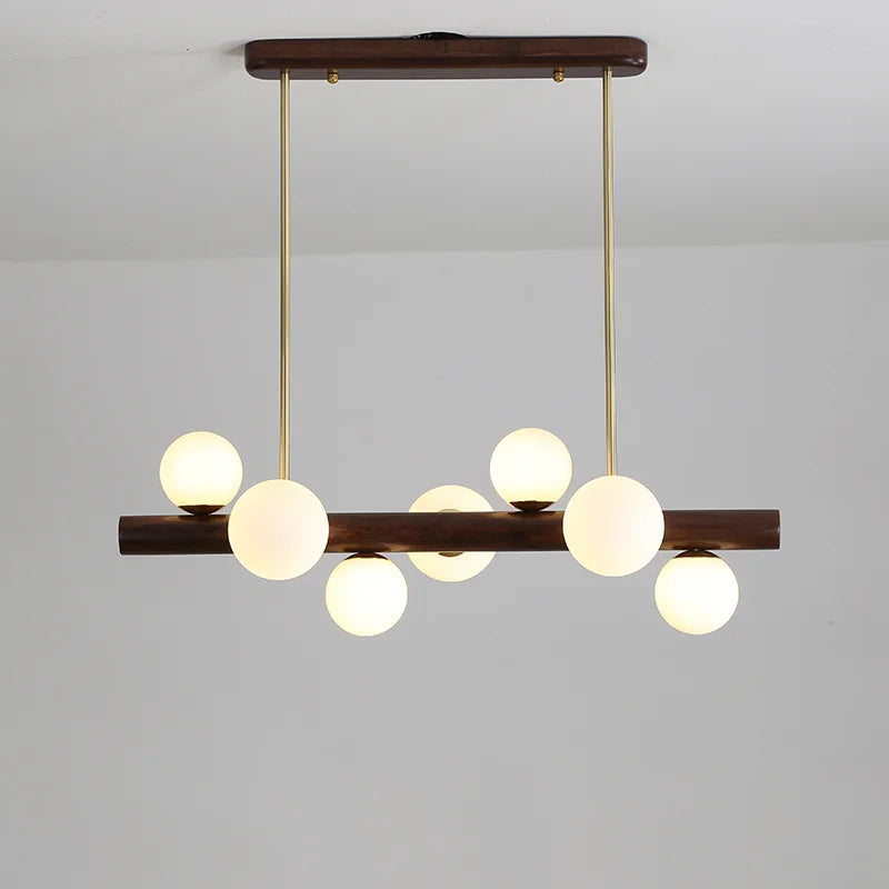 lustre moderne bois caoutchouc noyer style simple décoration minimaliste