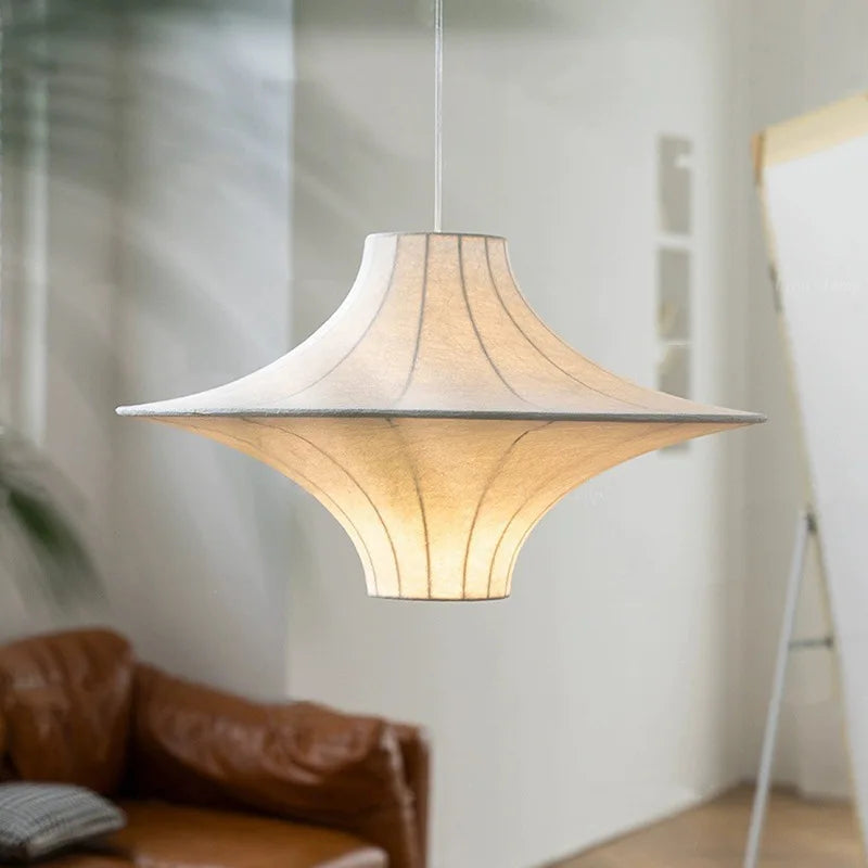 lustre en soie design japonais style wabi-sabi pour un éclairage élégant