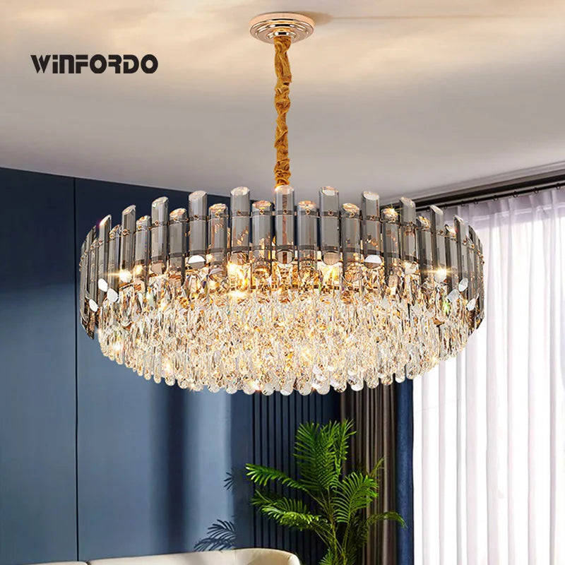 lustre led de luxe en cristal moderne 	 en stock