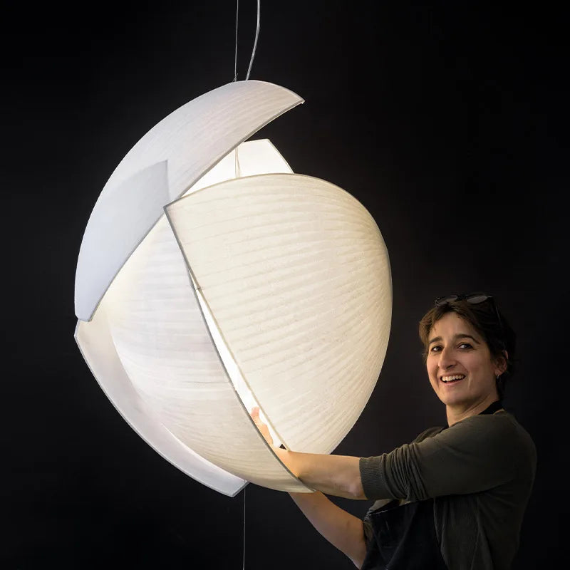 lustre wabi-sabi led en soie japonaise pour décoration maison