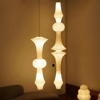 Nordique Wabi Sabi vent papier de riz suspension LED lumières salon chambre coin lustre Duplex Loft décor à la maison lampe de chevet