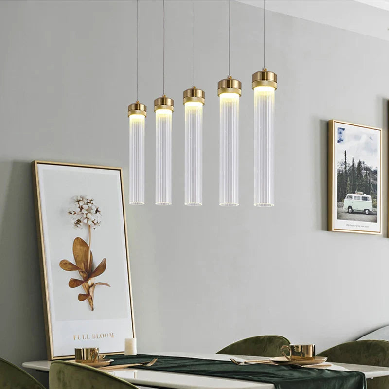 lustre en verre rayé minimaliste nordique pour décoration intérieure
