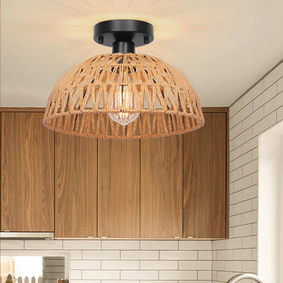 Suspension Plafonnier Chrasy - Style Rétro - Bois Et Métal Blanc - Douille E27