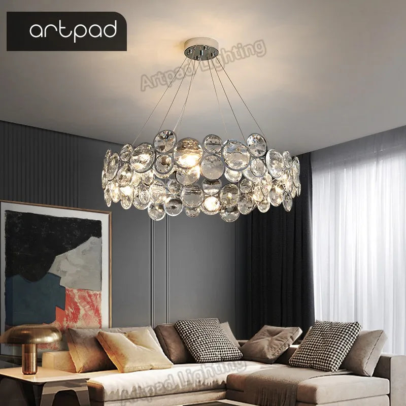 lustre moderne en cristal pour décoration intérieure élégante et romantique