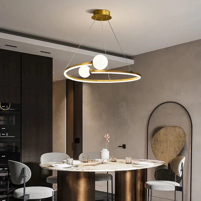 lustre led anneau créatif nordique éclairage suspension moderne