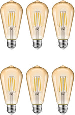 Lot de six ampoules LED dorées à filament Edison E27