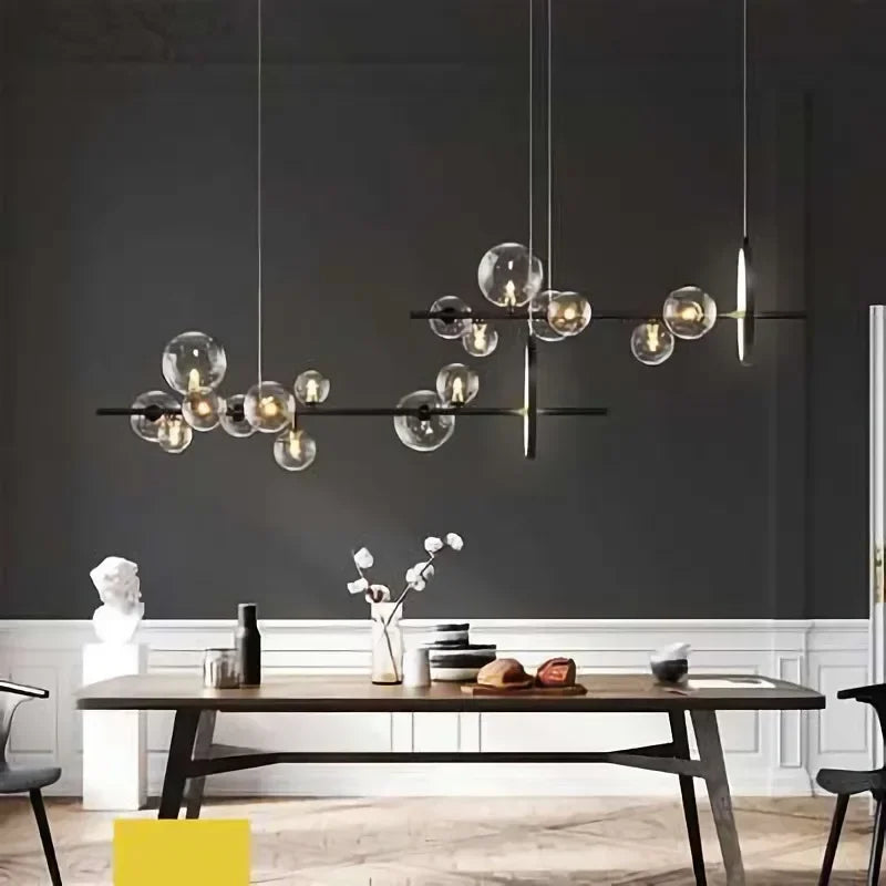 Lustre moderne boules transparentes