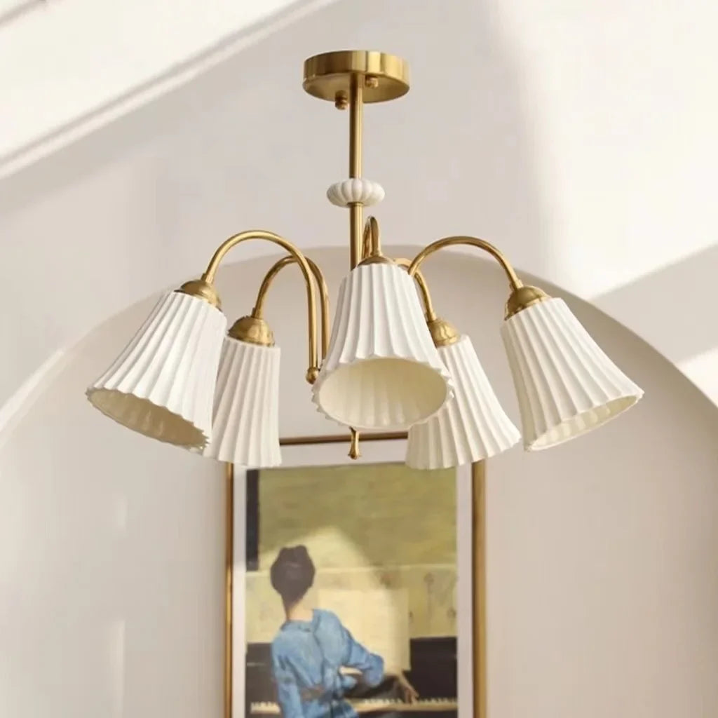 lustre rétro français en céramique et cuivre style américain design