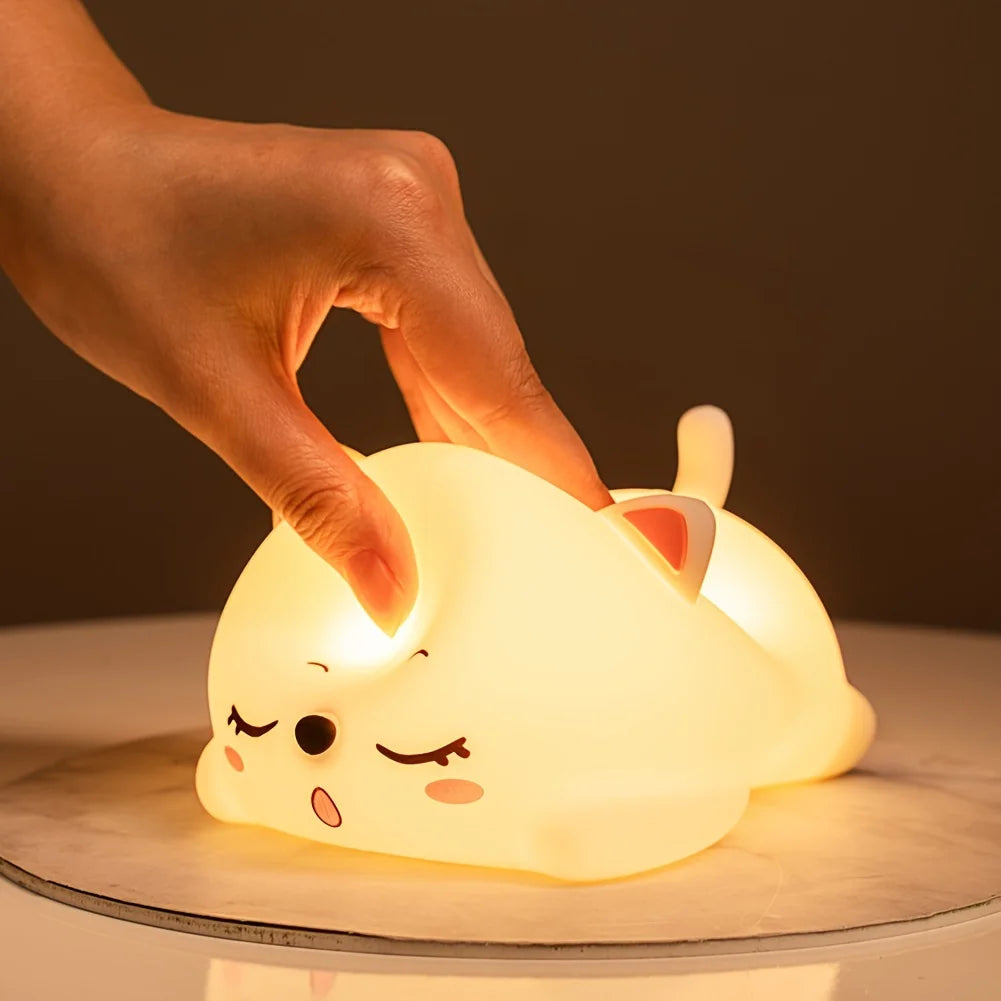 Lampe veilleuse chat en silicone avec capteur tactile