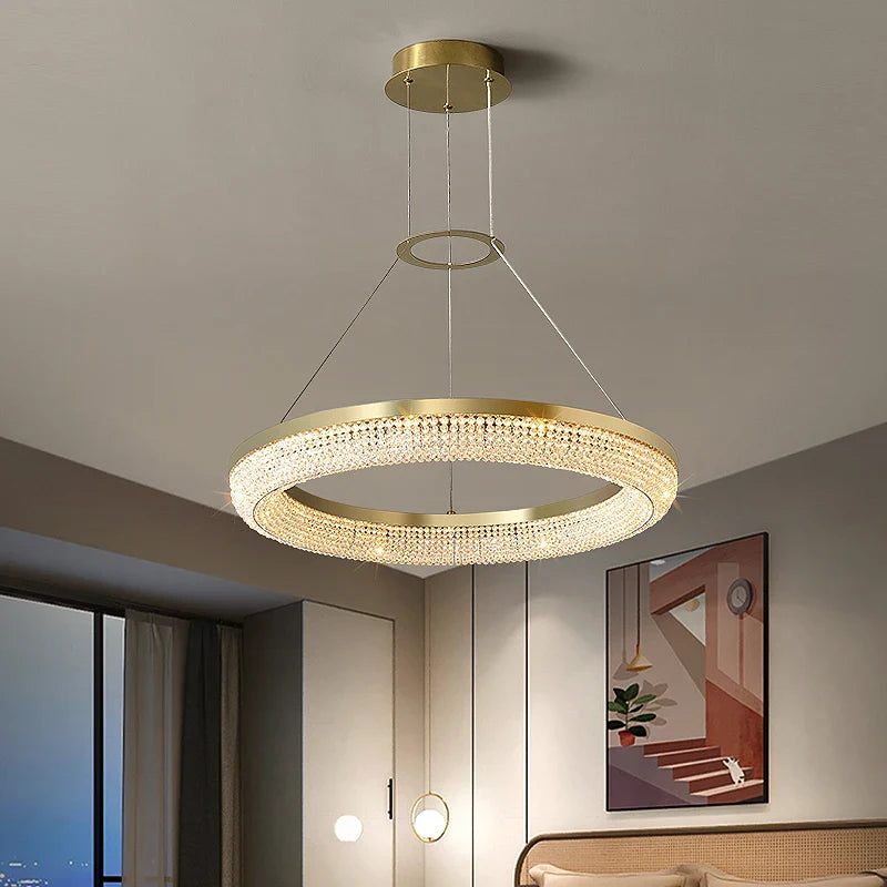 Lustre scandinave rond en cristal