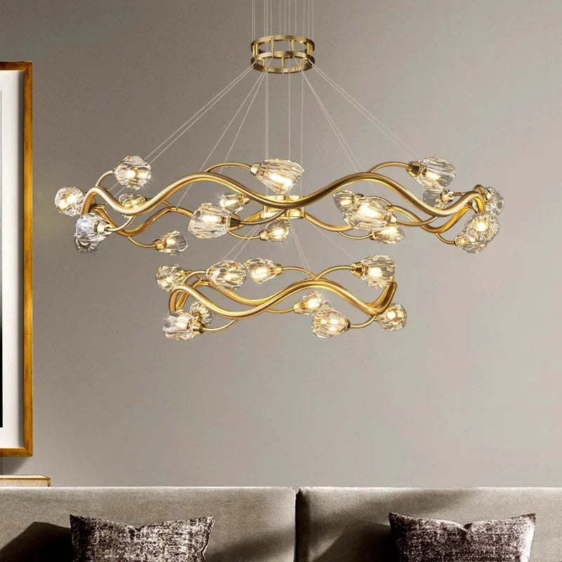 lustre led en cristal moderne de luxe pour éclairage intérieur